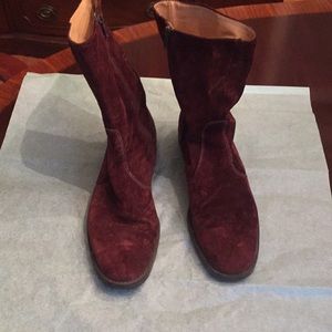 Brown suede booties